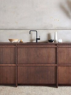 骨骼线胡桃木复古中式风格柜子门