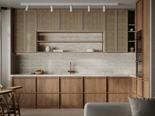 骨骼线胡桃木复古中式风格柜子门