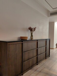 骨骼线胡桃木复古中式风格柜子门