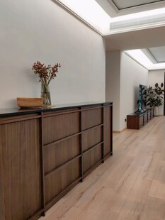 骨骼线胡桃木复古中式风格柜子门