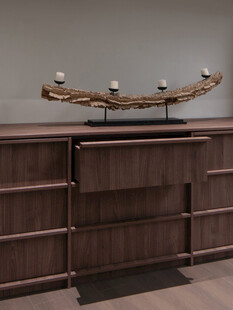 骨骼线胡桃木复古中式风格柜子门