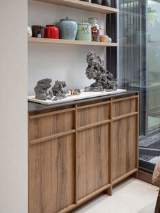 骨骼线胡桃木复古中式风格柜子门