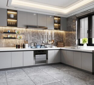 餐厅厨房餐边柜岛台现代简约装修