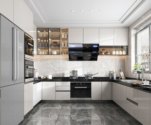 餐厅厨房餐边柜岛台现代简约装修