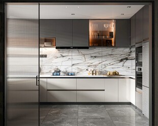 餐厅厨房餐边柜岛台现代简约装修