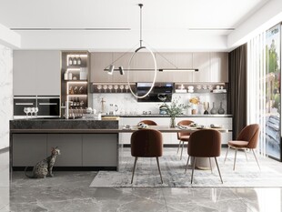 餐厅厨房餐边柜岛台现代简约装修