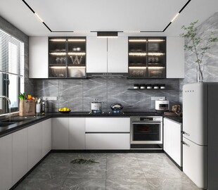 餐厅厨房餐边柜岛台现代简约装修