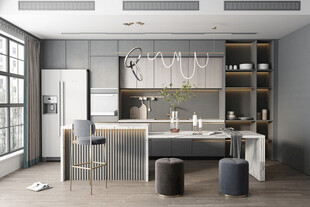 餐厅厨房餐边柜岛台现代简约装修