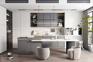 餐厅厨房餐边柜岛台现代简约装修