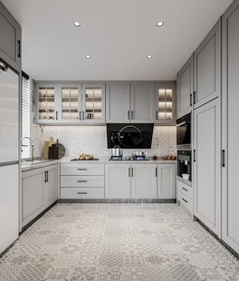 餐厅厨房餐边柜岛台现代简约装修