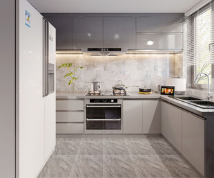 餐厅厨房餐边柜岛台现代简约装修