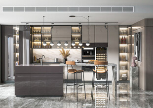 餐厅厨房餐边柜岛台现代简约装修
