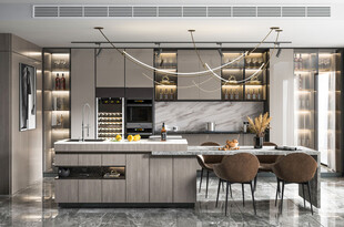 餐厅厨房餐边柜岛台现代简约装修