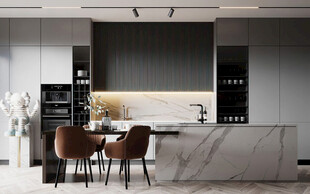 餐厅厨房餐边柜岛台现代简约装修