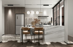 餐厅厨房餐边柜岛台现代简约装修