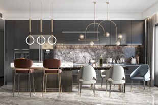 餐厅厨房餐边柜岛台现代简约装修