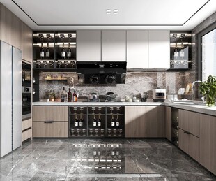 餐厅厨房餐边柜岛台现代简约装修