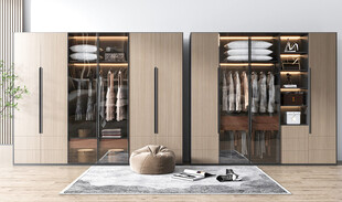 衣帽间卧室柜子新中式简约效果图