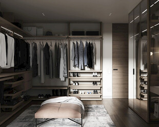 衣帽间卧室柜子新中式简约效果图