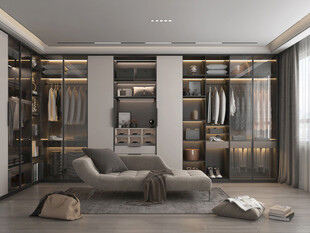 衣帽间卧室柜子新中式简约效果图