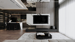 电视机满墙柜客厅装饰现代简约风