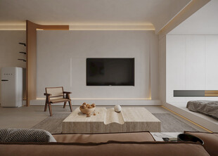 电视机满墙柜客厅装饰现代简约风