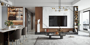 电视机满墙柜客厅装饰现代简约风