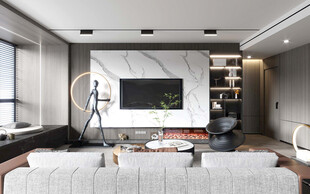 电视机满墙柜客厅装饰现代简约风