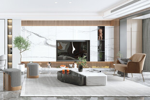 电视机满墙柜客厅装饰现代简约风