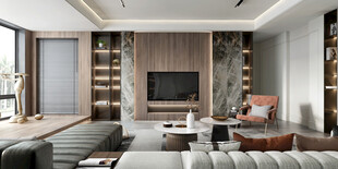 电视机满墙柜客厅装饰现代简约风