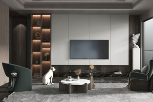 电视机满墙柜客厅装饰现代简约风