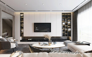 电视机满墙柜客厅装饰现代简约风