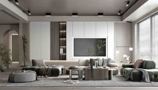 电视机满墙柜客厅装饰现代简约风