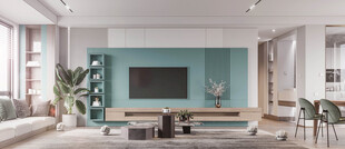 电视机满墙柜客厅装饰现代简约风