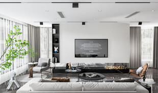 电视机满墙柜客厅装饰现代简约风