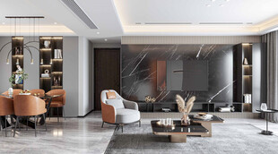 电视机满墙柜客厅装饰现代简约风