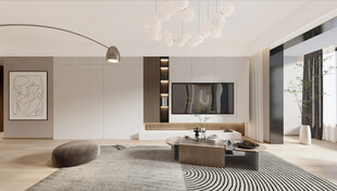 电视机满墙柜客厅装饰现代简约风