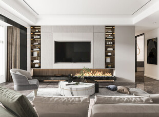 电视机满墙柜客厅装饰现代简约风