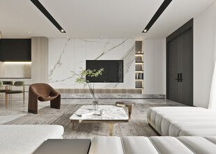 电视机满墙柜客厅装饰现代简约风