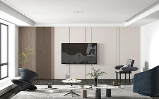 电视机满墙柜客厅装饰现代简约风