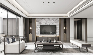 电视机满墙柜客厅装饰现代简约风