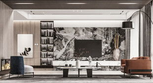 电视机满墙柜客厅装饰现代简约风