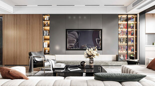 电视机满墙柜客厅装饰现代简约风