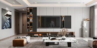 电视机满墙柜客厅装饰现代简约风