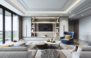 电视机满墙柜客厅装饰现代简约风