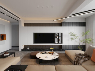 电视机满墙柜客厅装饰现代简约风