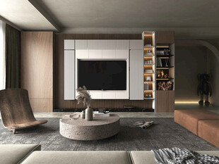 电视机满墙柜客厅装饰现代简约风