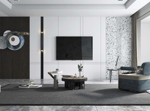 电视机满墙柜客厅装饰现代简约风