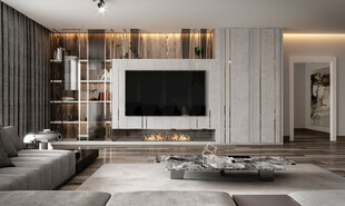 电视机满墙柜客厅装饰现代简约风