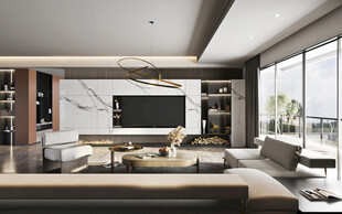 电视机满墙柜客厅装饰现代简约风